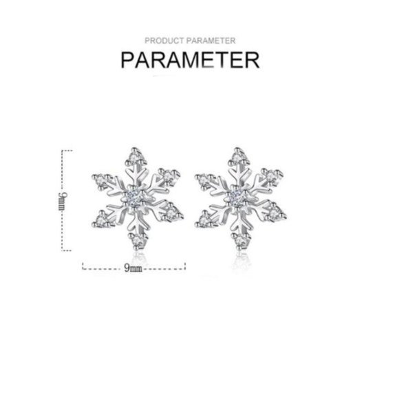 NEW 925 Sterling Silver Zircon Snowflake earring - Picture 4 of 4